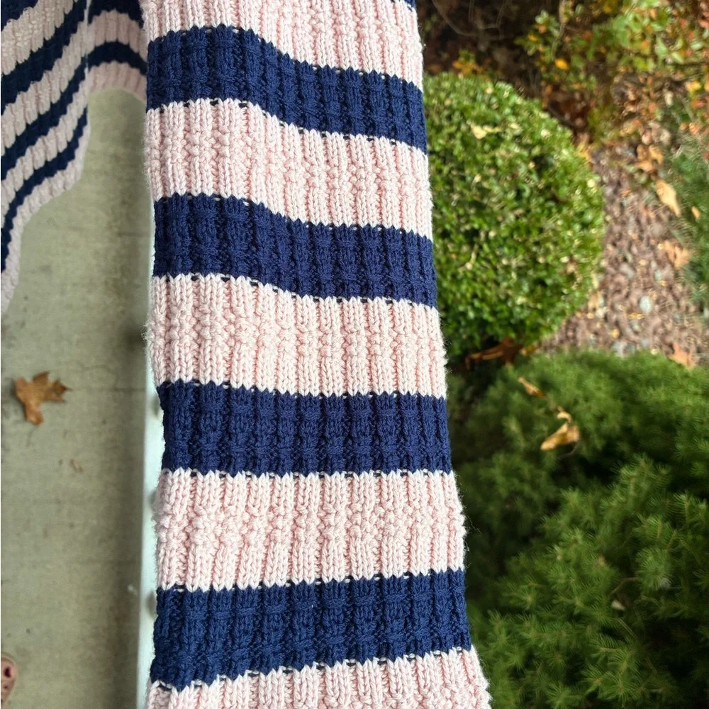 Anthropologie Maeve Greta Pink and Navy Striped Cardigan medium nwot - Picture 5 of 7